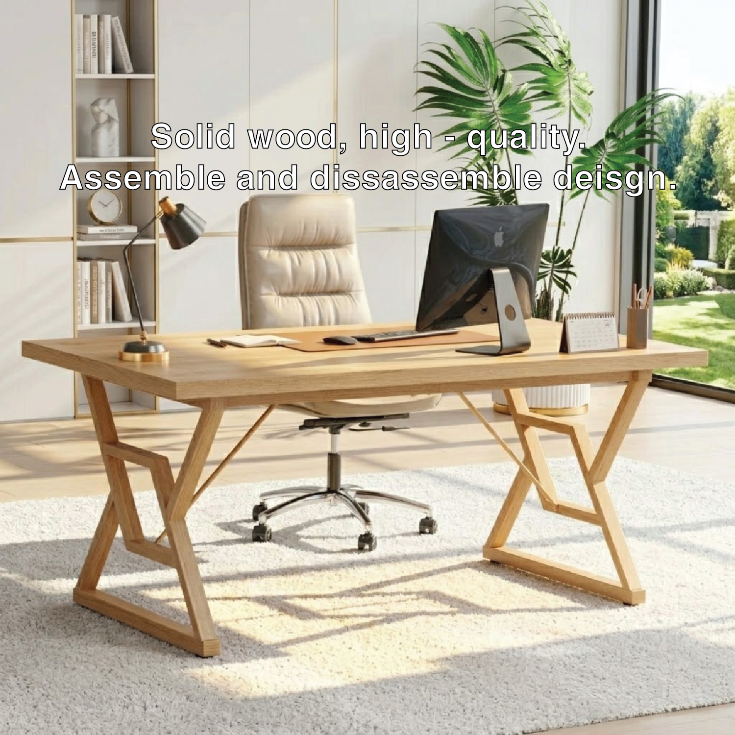 Modern Work Desk with Unique X-Shaped Legs for Home Office