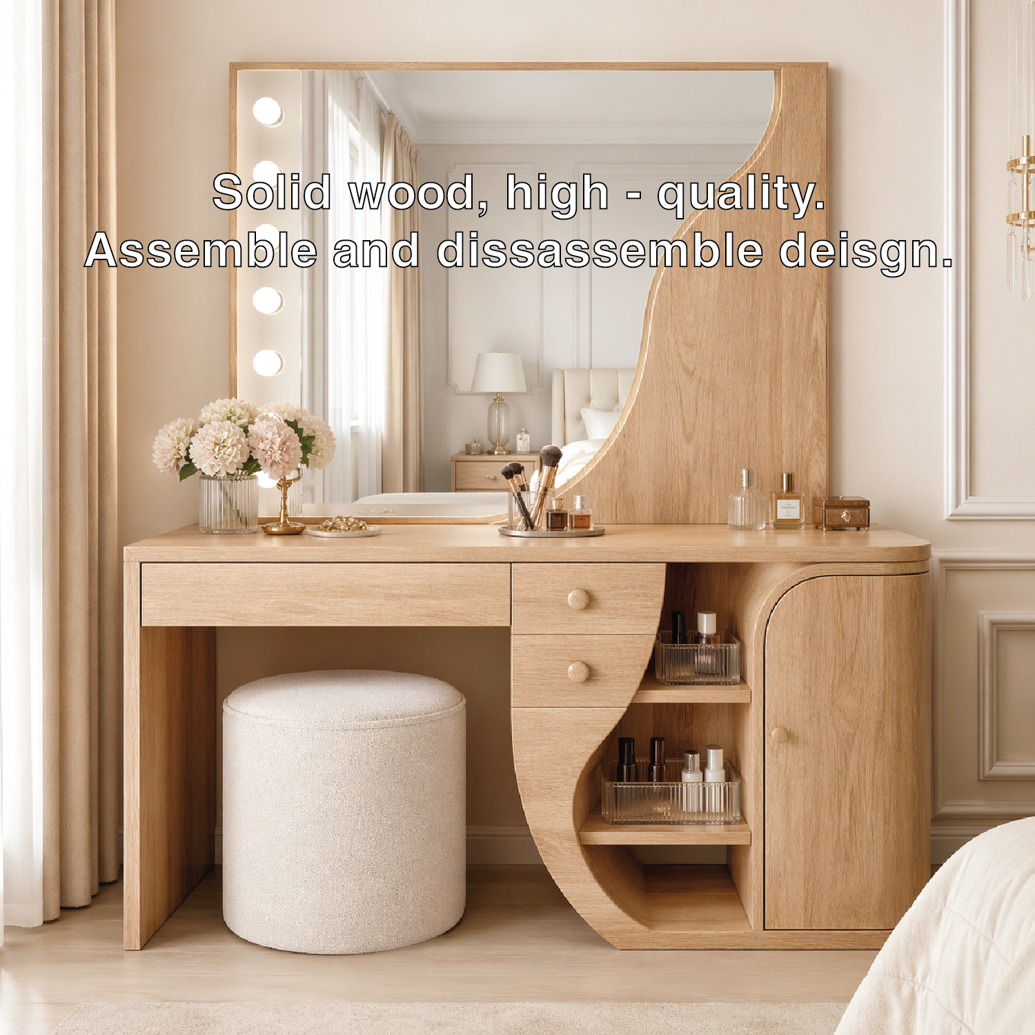 Modern Makeup Vanity Desk With Mirror Storage Dressing Table Bedroom Furnishings