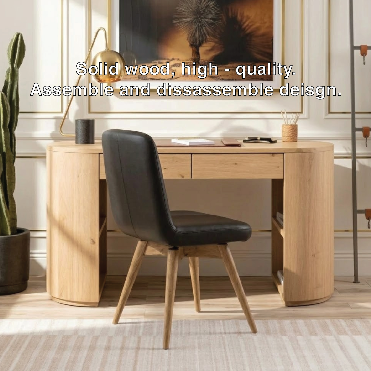 Round Corner Work Desk with Modern Design and Storage Compartments