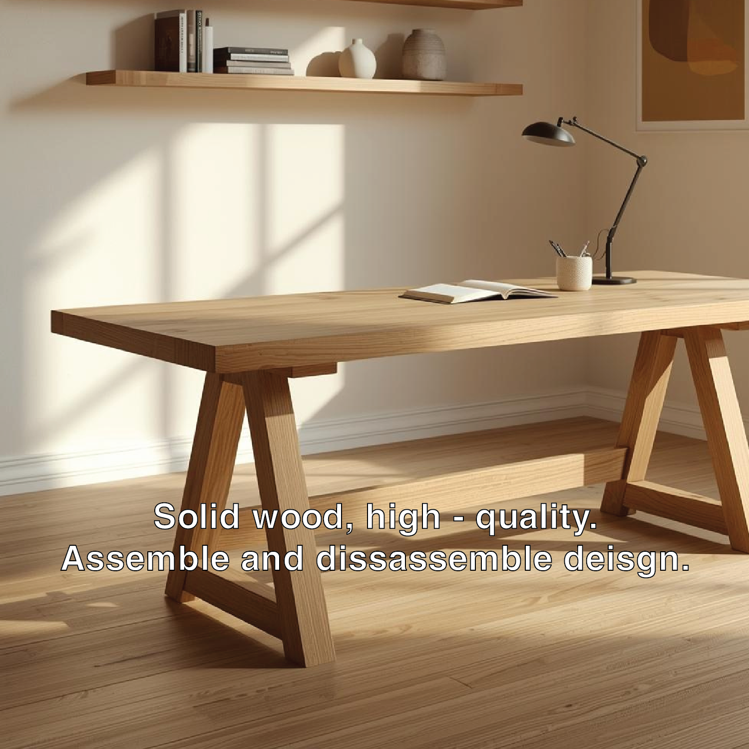 Handcrafted Solid Wood Work Desk Minimalist Scandinavian Writing Table Home Office