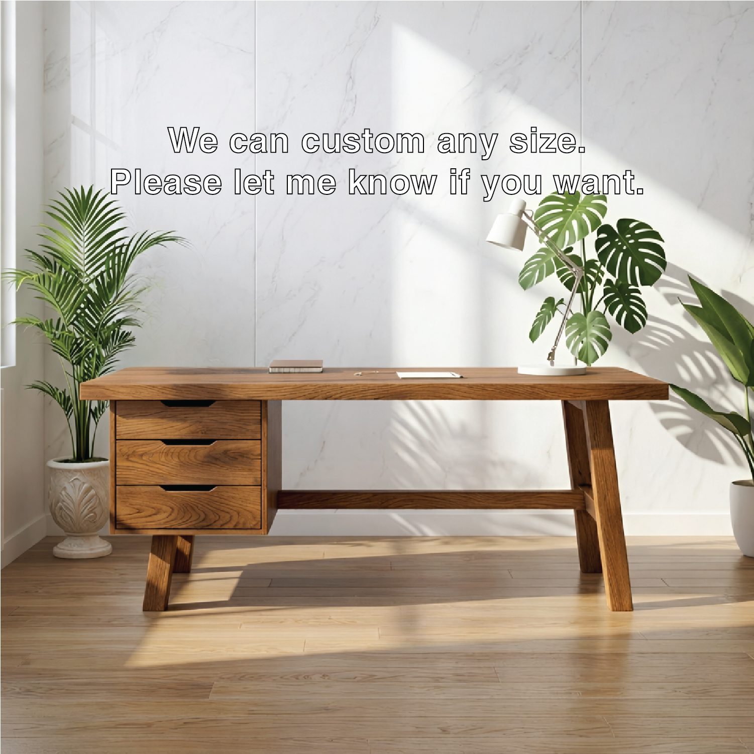 Modern Writing Desk with Drawers Minimal Home Office Desk Wooden Style Workstation Table