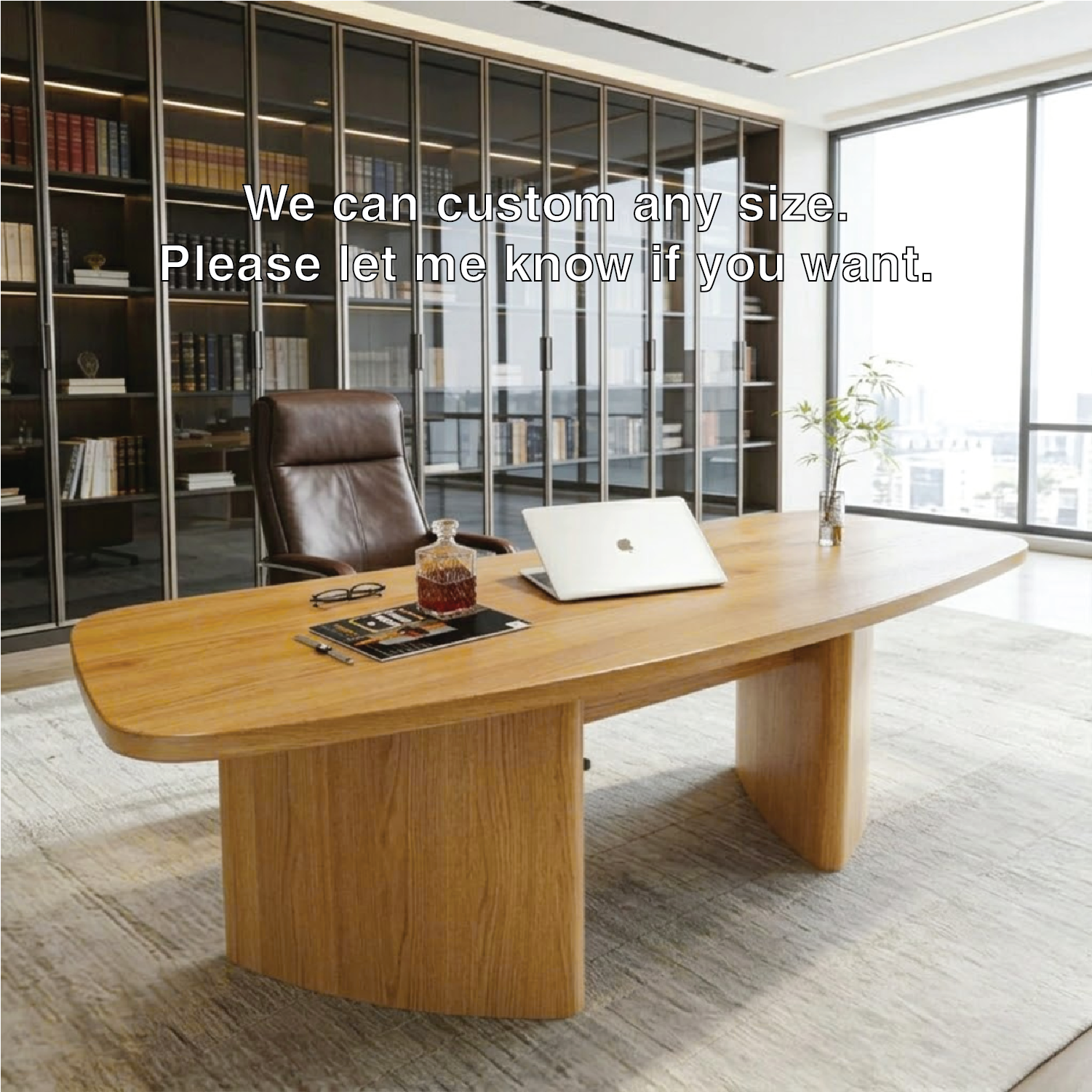 Executive Office Desk with Modern Oval Design and Spacious Surface