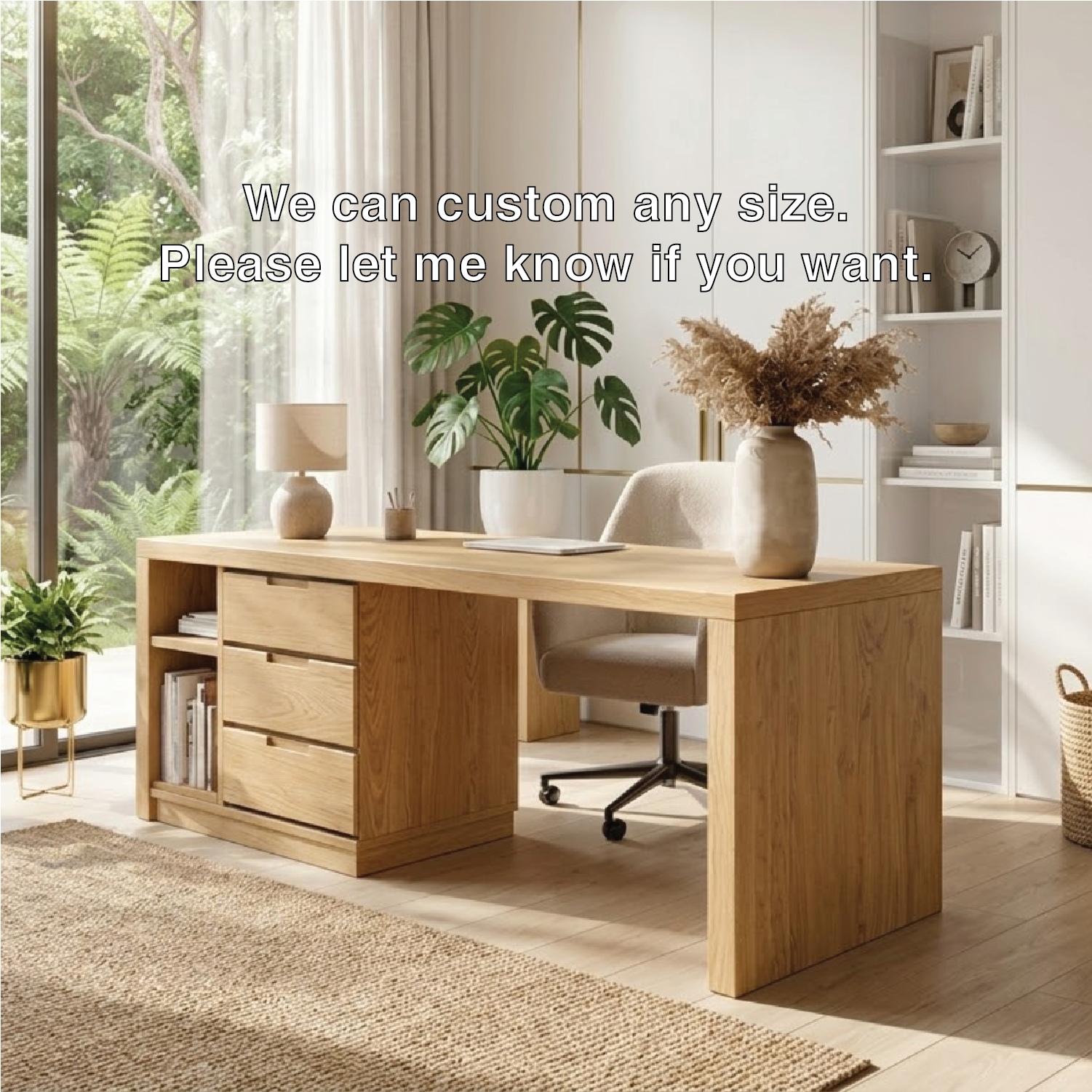Modern Executive Desk with Drawers Storage Home Office Table Large Writing Workstation