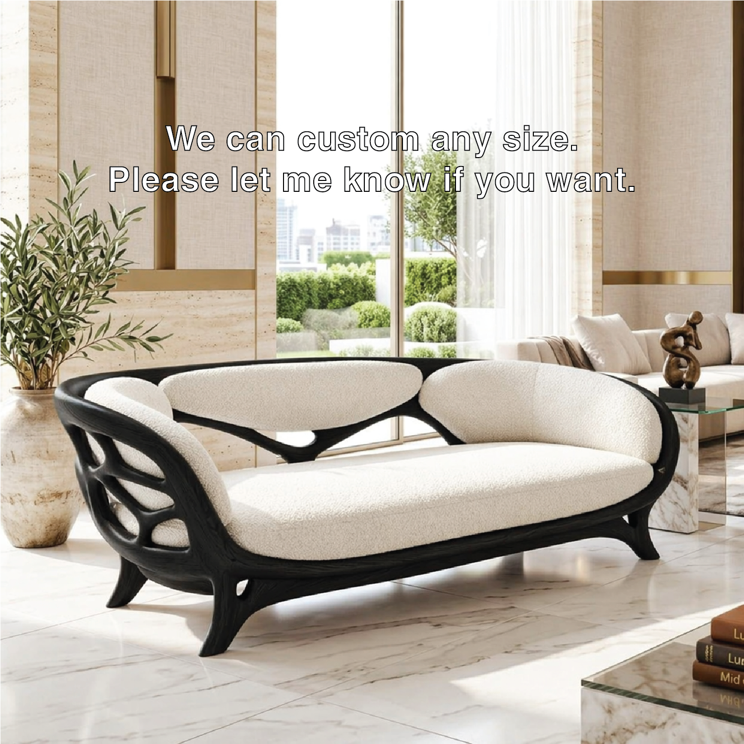 Sculptural Curved Loveseat, Luxury Upholstered Accent Sofa for Modern Interiors