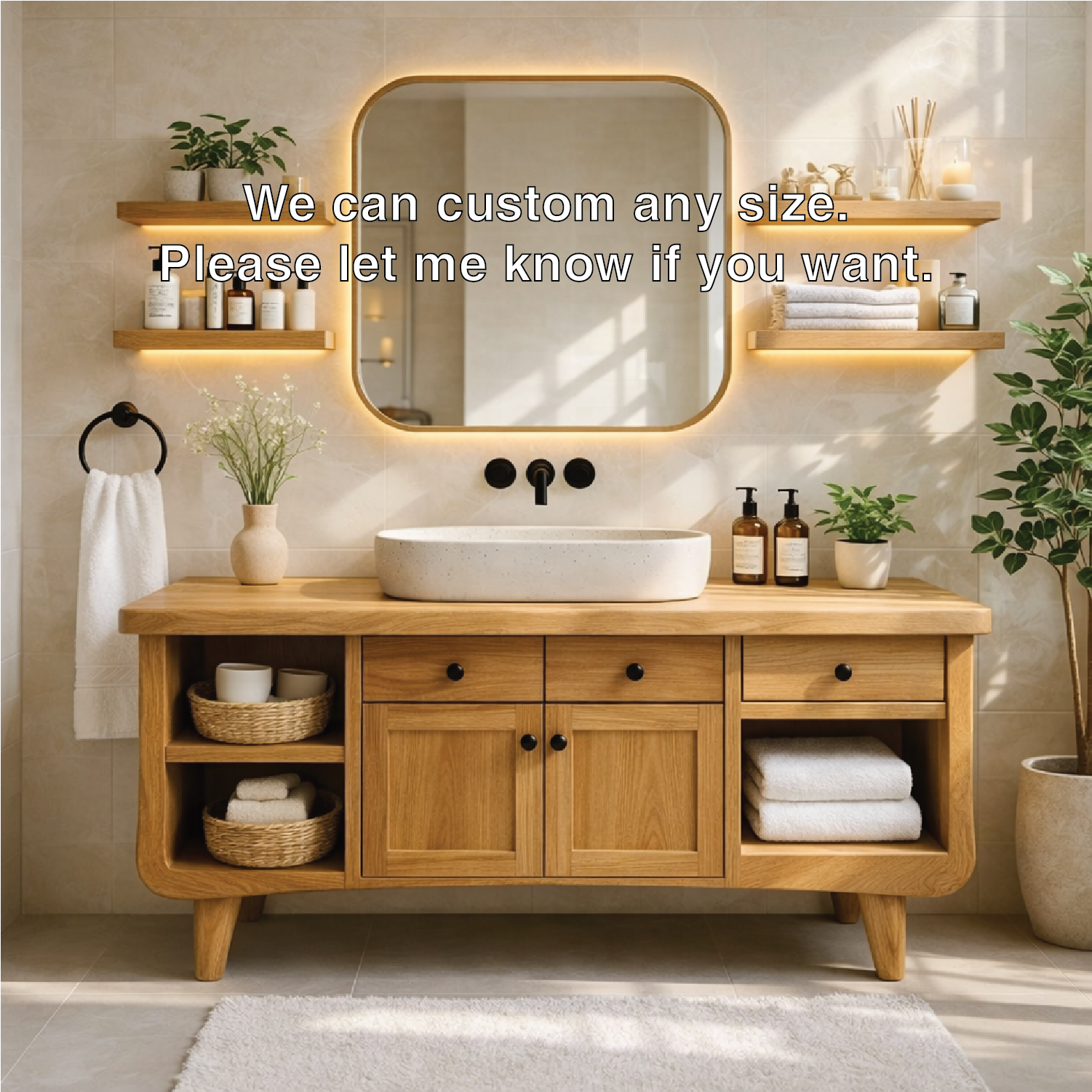 Modern Farmhouse Bathroom Vanity Cabinet With Drawers And Open Shelf Storage