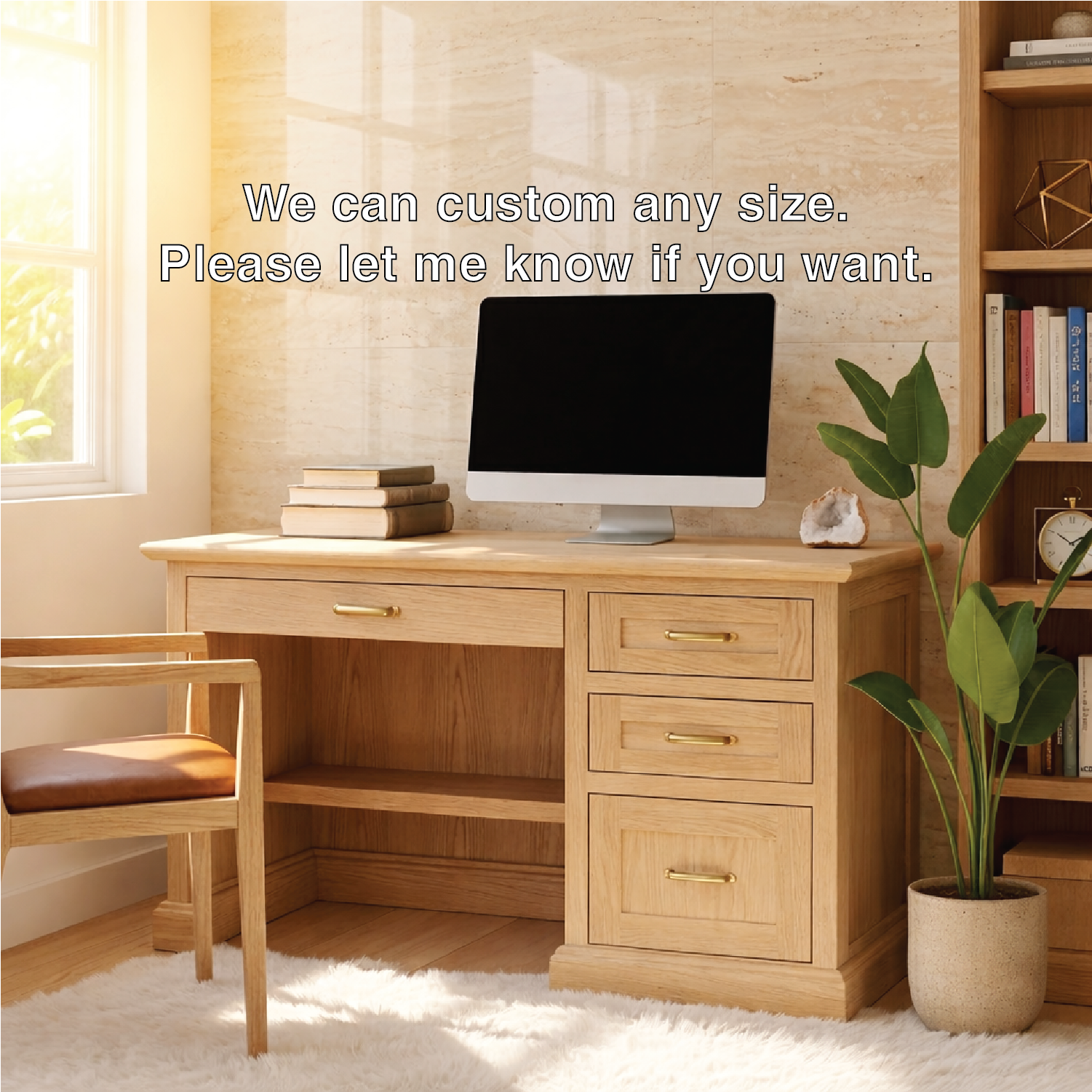 Modern Home Office Desk with Drawers Storage Wooden Style Writing Desk Workspace