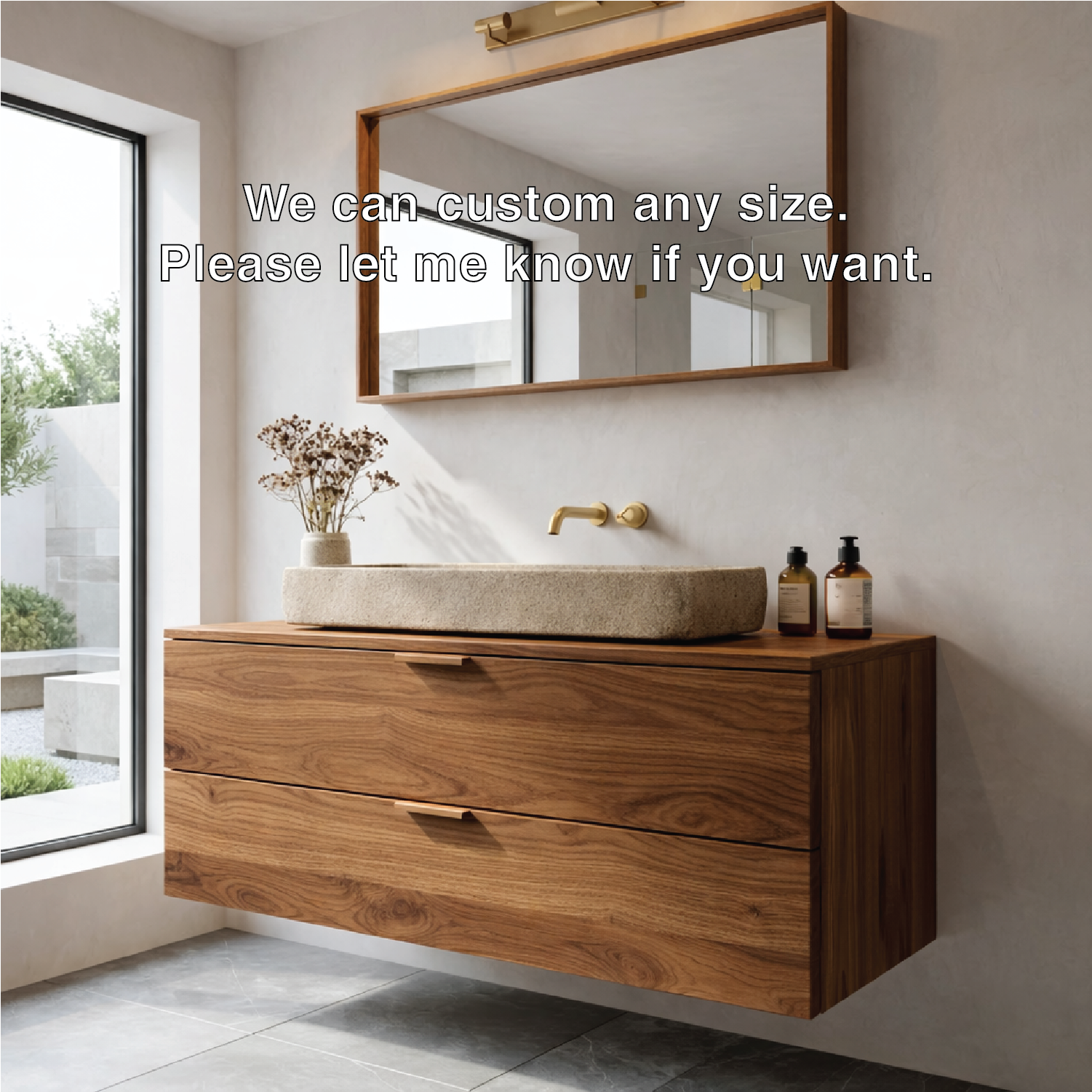 Modern Solid Wood Bathroom Vanity with Floating Drawers and Minimalist Design