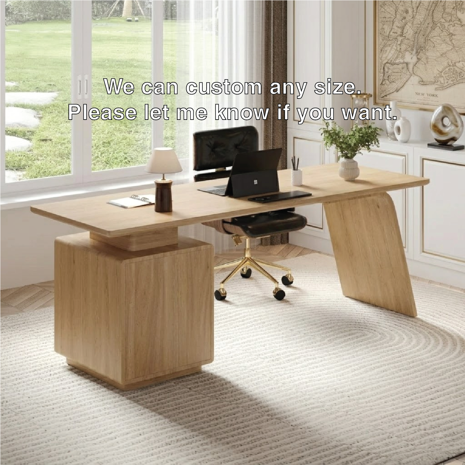 Stylish Modern Desk with Unique Support Base for Home Office