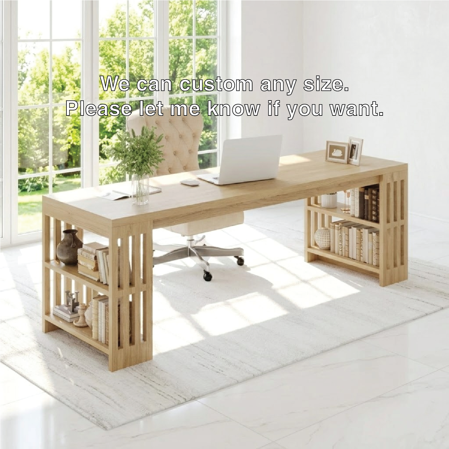 Modern Office Desk with Storage Shelves Large Writing Computer Desk Home Workspace