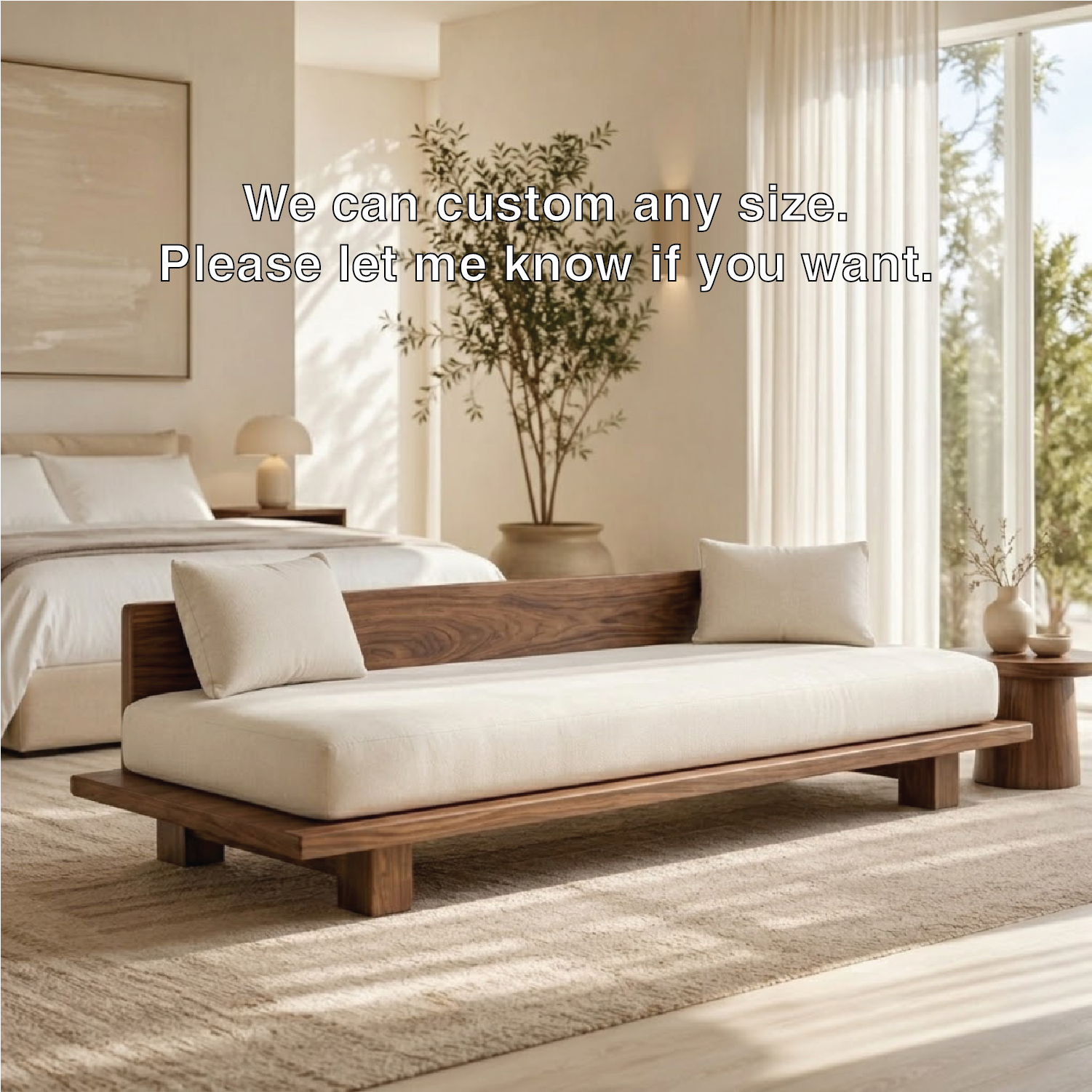 Modern Daybed Sofa with Backrest Minimal Upholstered Bench for Bedroom Decor