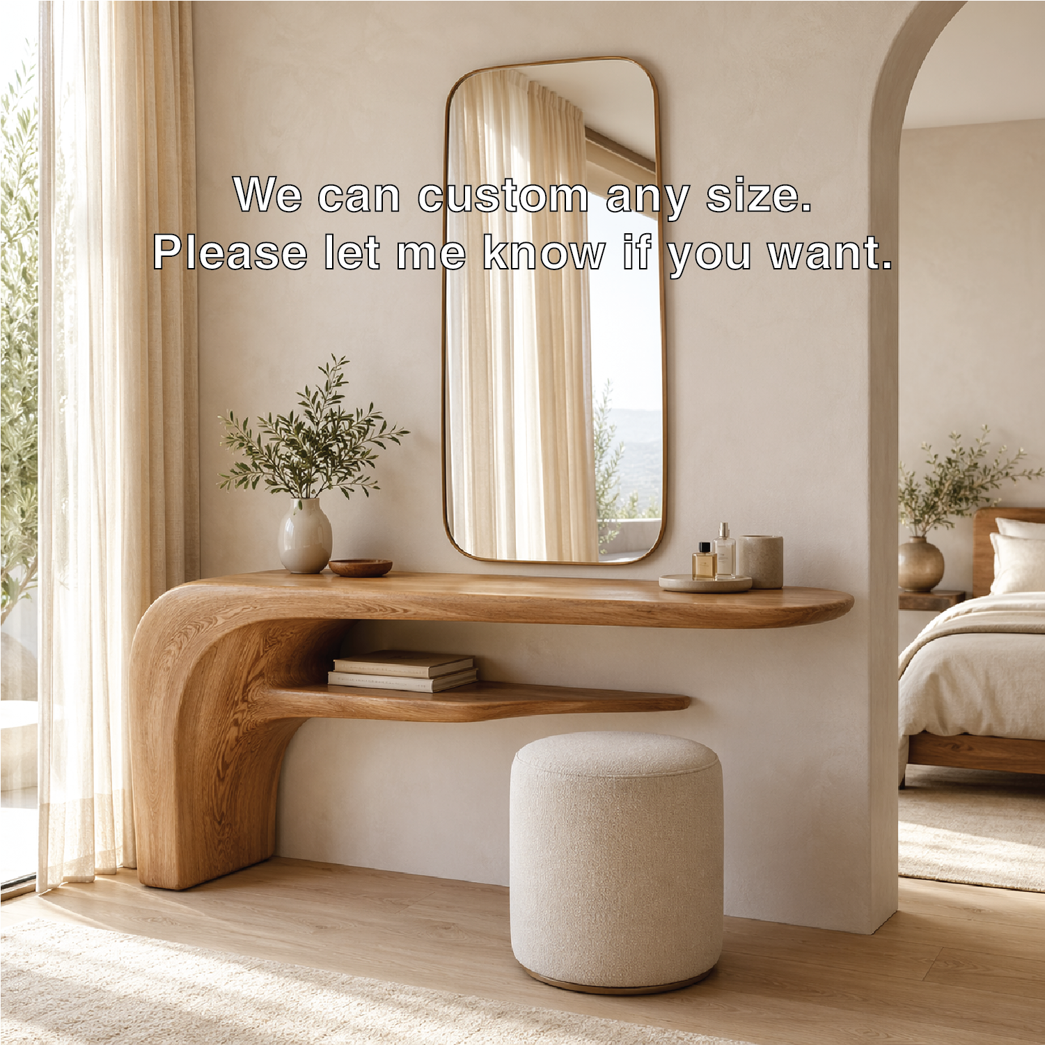 Modern Floating Makeup Vanity With Mirror Shelf Dressing Table Bedroom Furniture