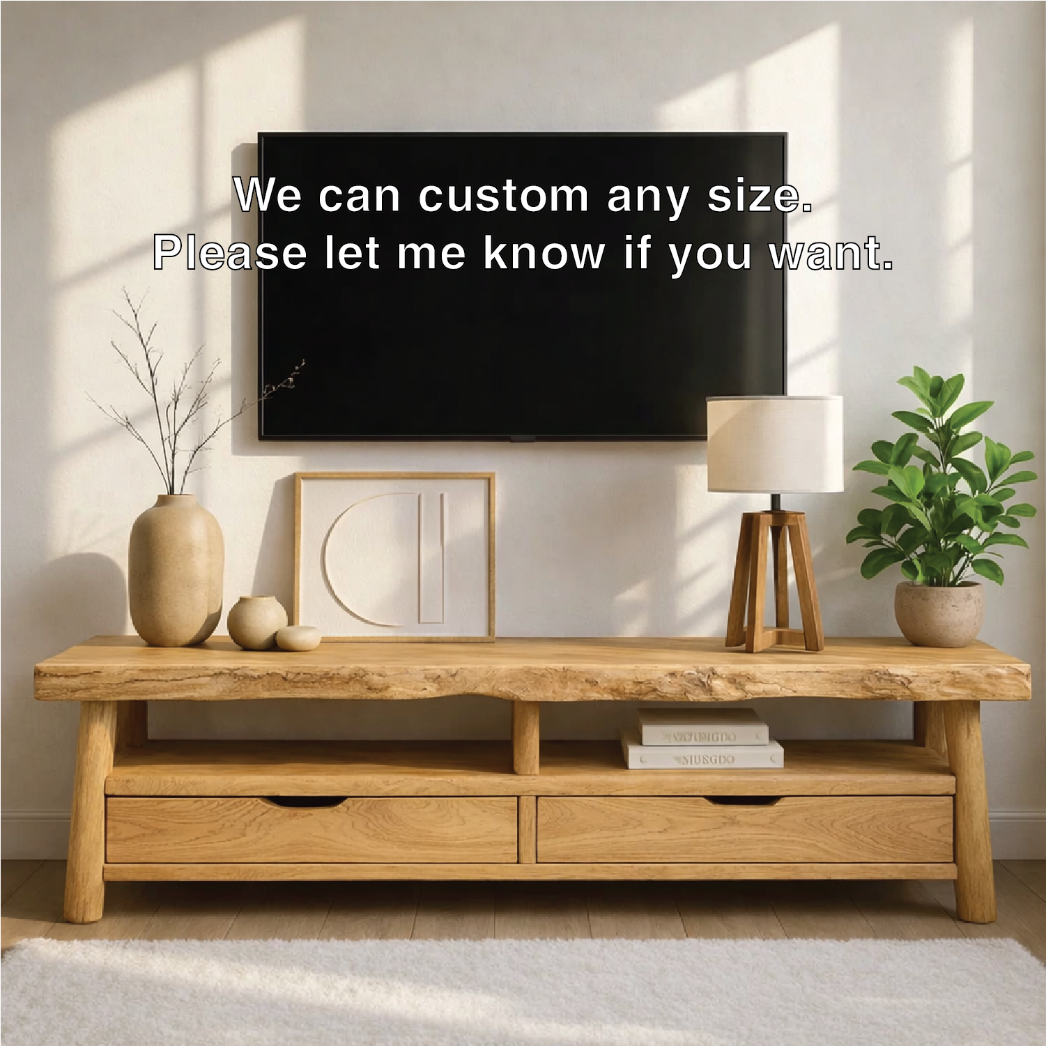 Rustic Wood TV Stand With Drawers and Open Shelf Long Media Console Entertainment Center
