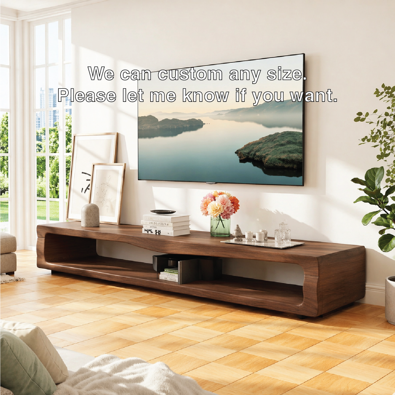 Modern Organic TV Console, Sculptural Media Stand for Refined Living Room Decor