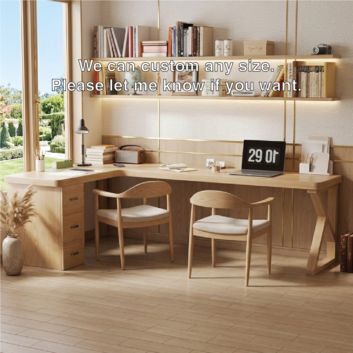Modern L-Shaped Wooden Desk with Storage for Home Office or Study