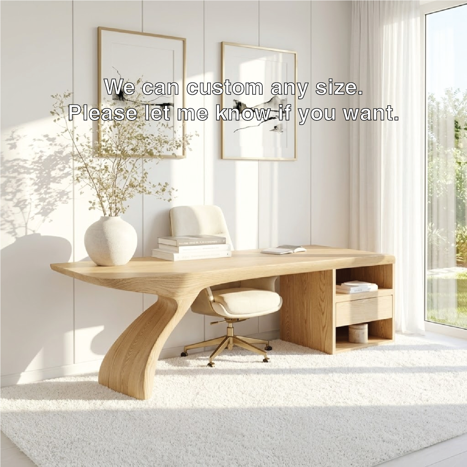 Modern Executive Writing Desk with Storage Shelf Home Office Work Table Unique Design
