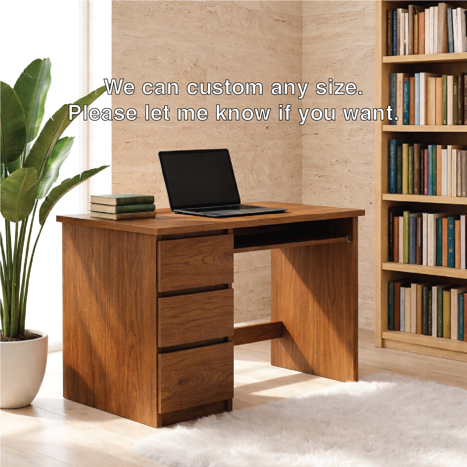 Modern Office Desk with Storage Drawers Compact Writing Desk Home Workspace Table