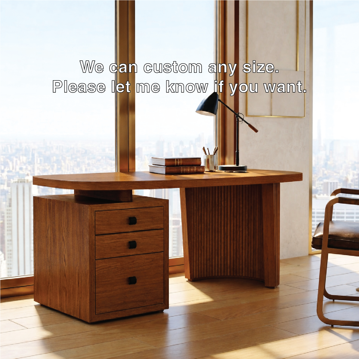 Modern Home Office Desk with Drawers, Executive Writing Table, Minimalist Workstation