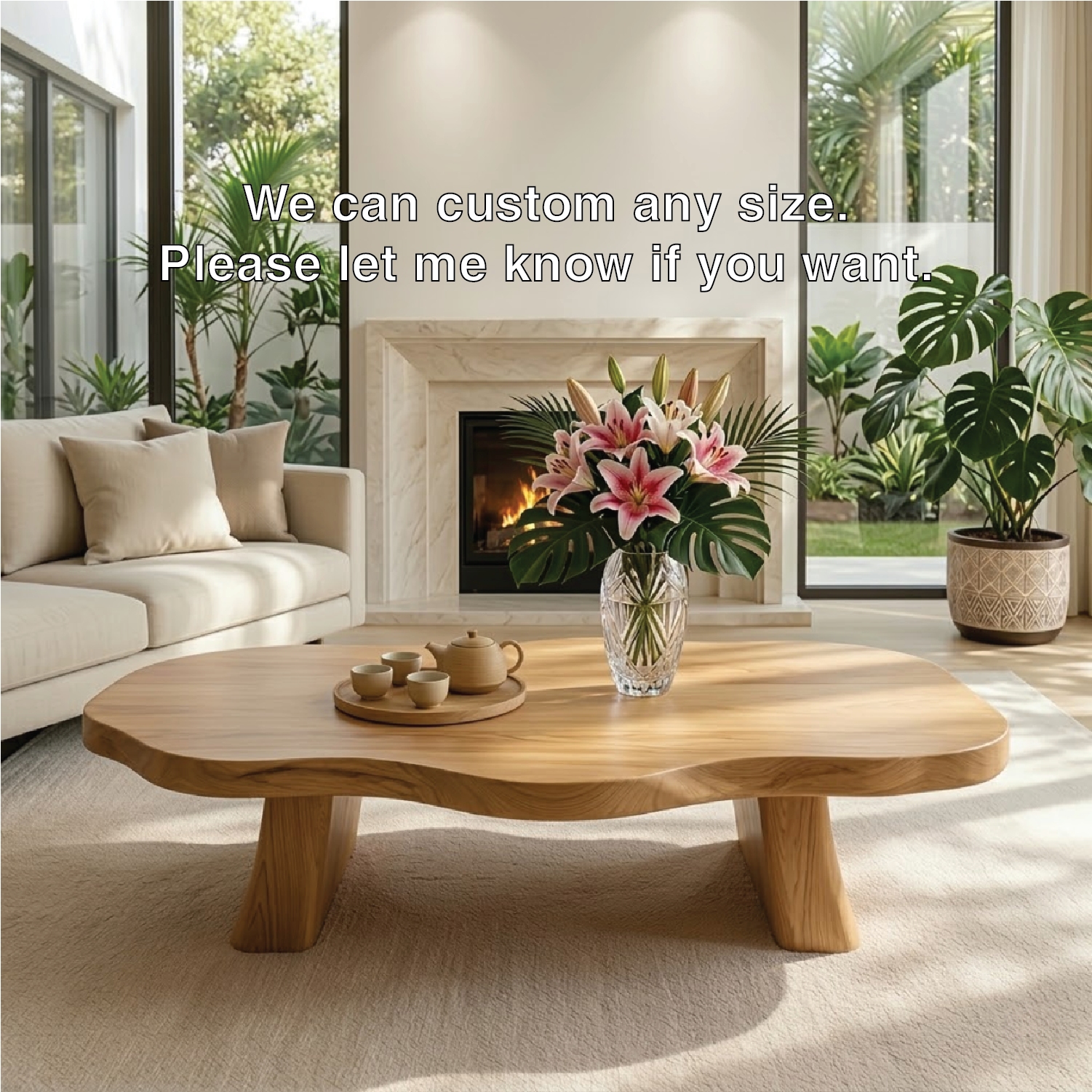 Elegant Live Edge Wooden Coffee Table, Modern and Stylish Living Room Furniture