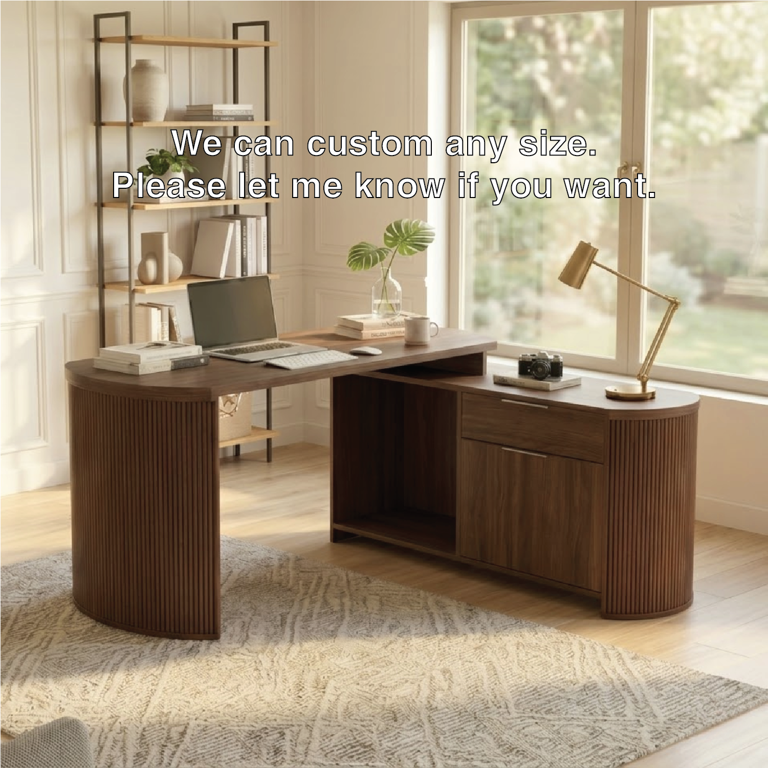 Modern L-Shaped Desk with Elegant Wood Finish for Home Office or Study