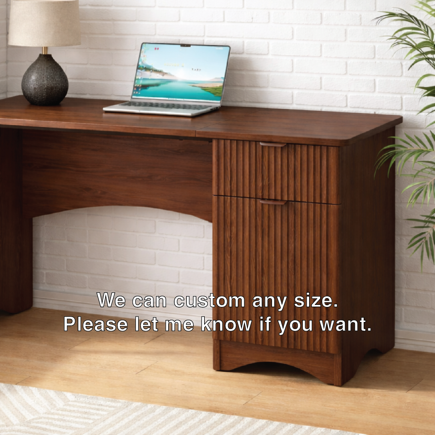 Handcrafted Solid Wood Writing Desk with Storage Modern Home Office Work Table