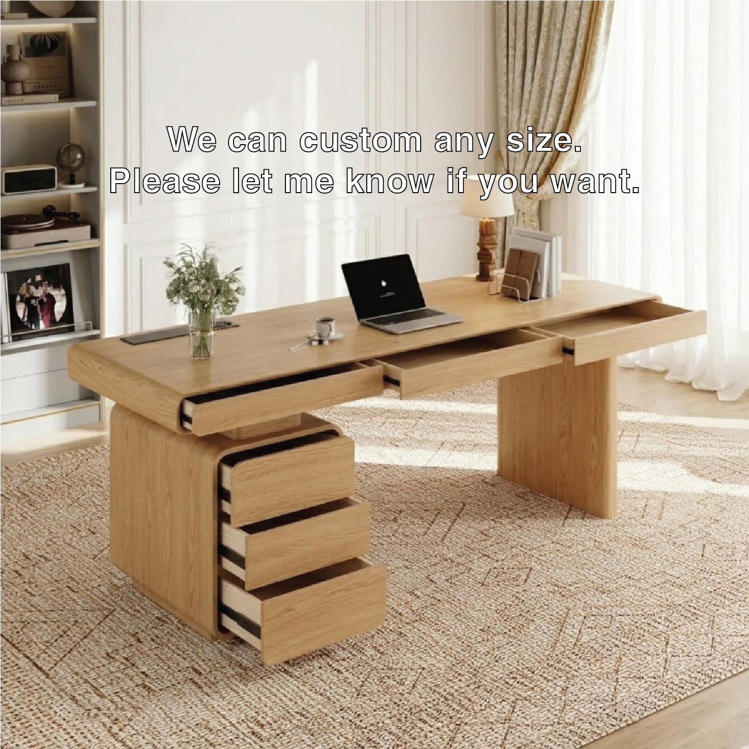 Large Executive Desk with Drawers, Modern Office Work Table, Home Office Writing Desk