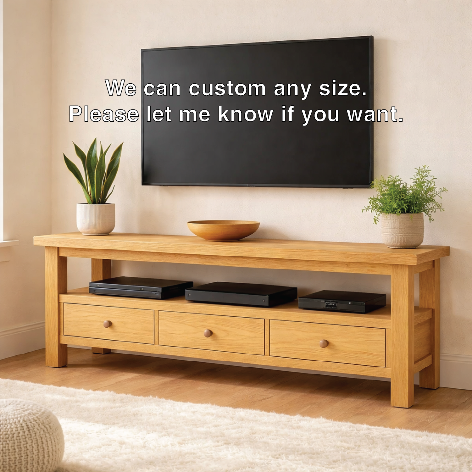 Mid Century Solid Wood TV Stand Modern Media Console Long Entertainment Center Cabinet