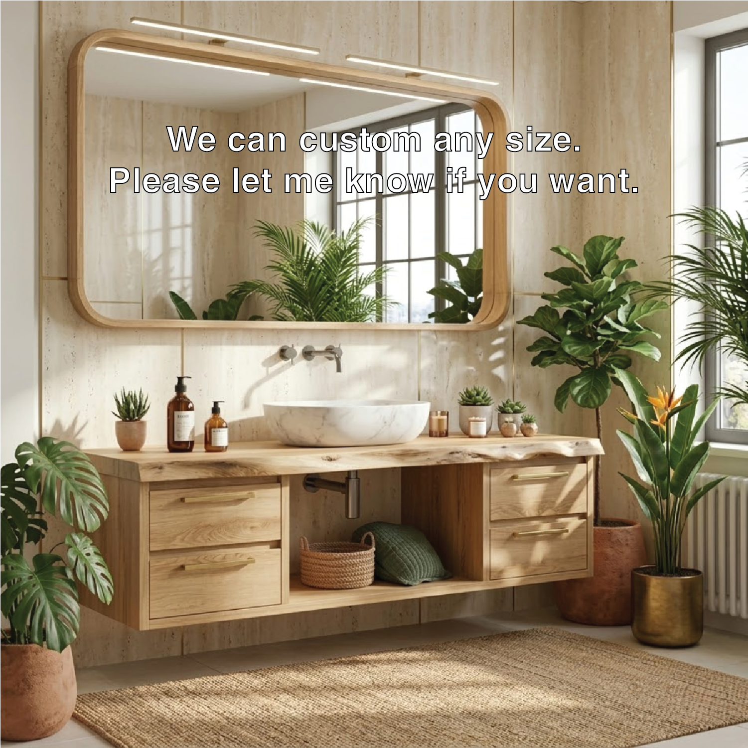 Floating Bathroom Vanity with Natural Wood Finish and Modern Design, Stylish Storage Solution
