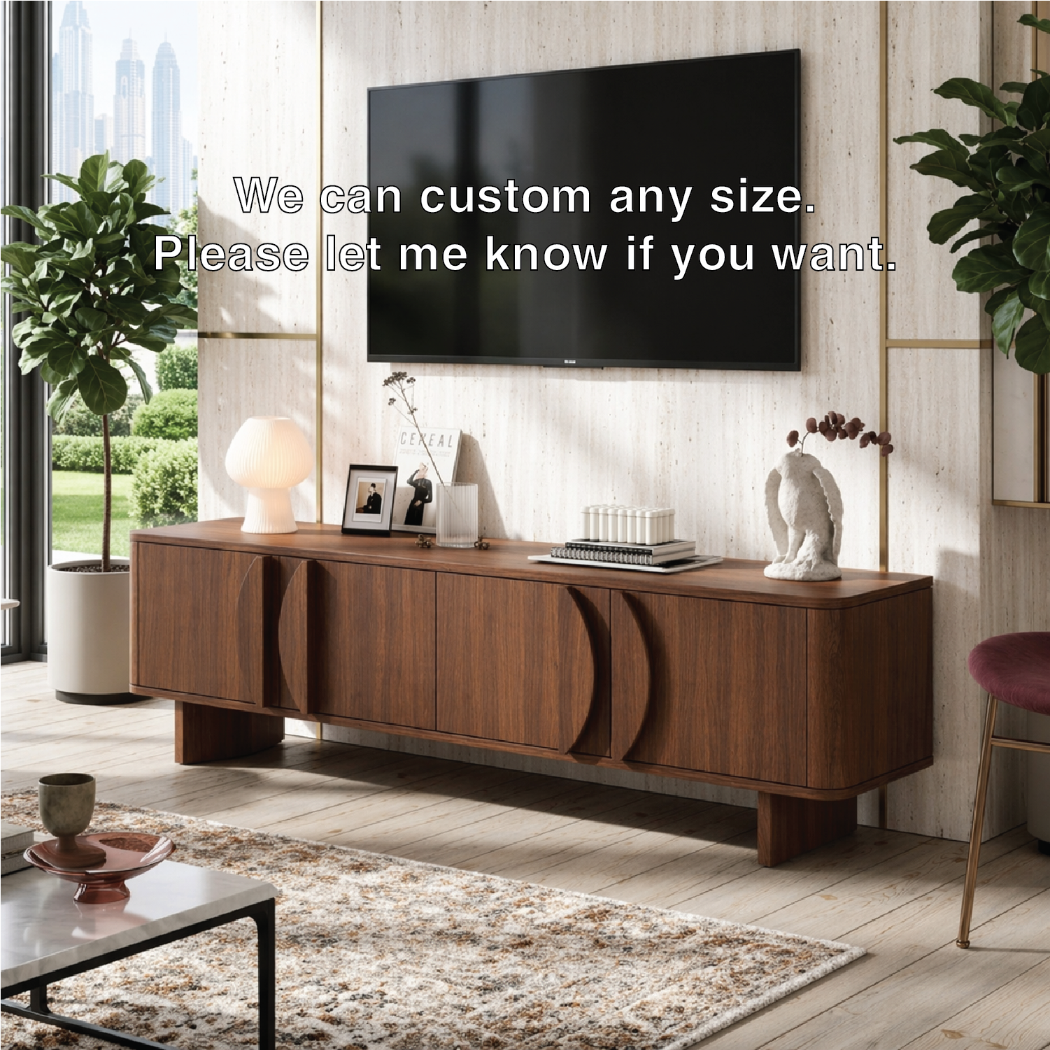 Modern Geometric TV Console, Elegant Media Cabinet for Refined Living-Room Interiors