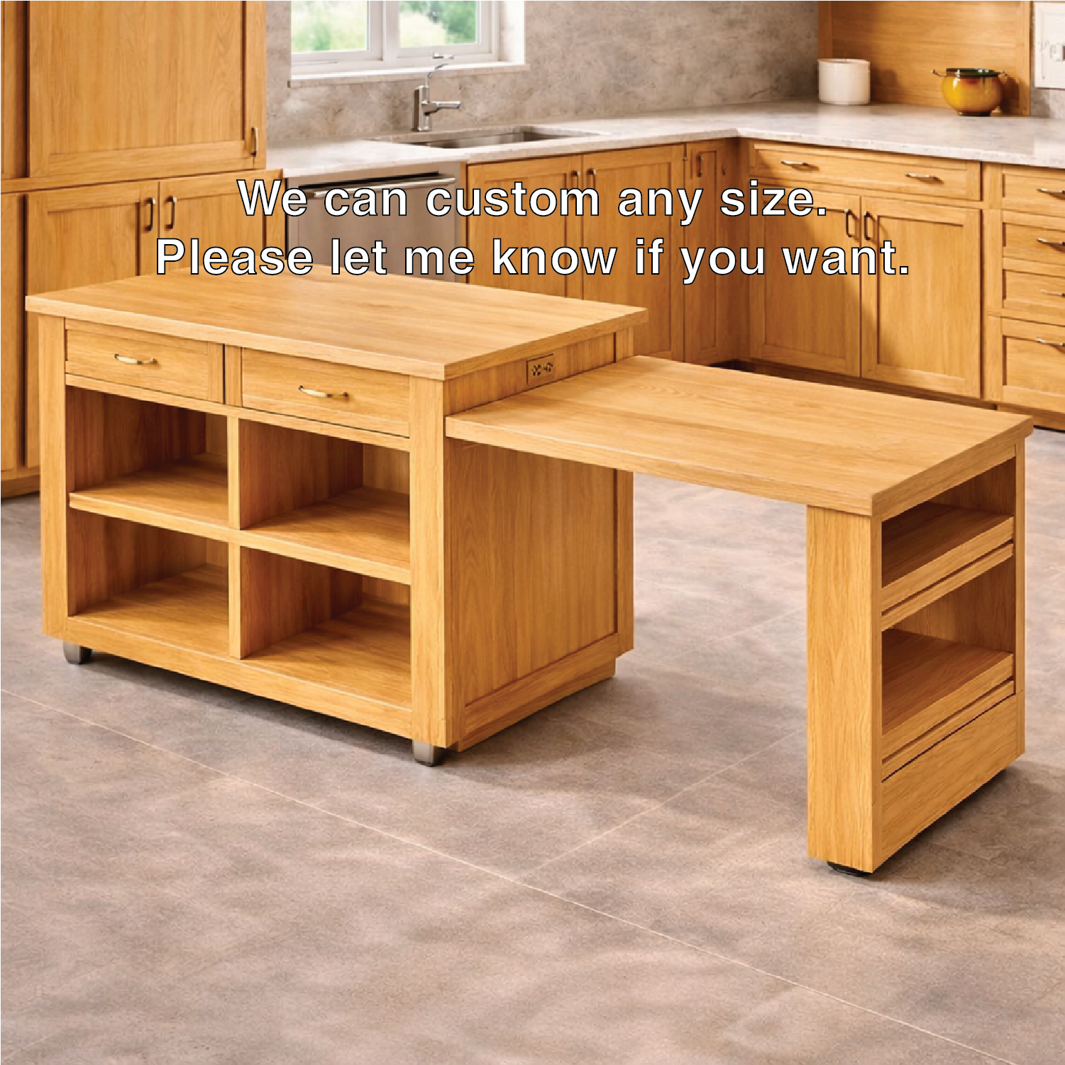 Rolling Kitchen Island with Extendable Table, Storage Shelves, Modern Prep Cart for Dining Space