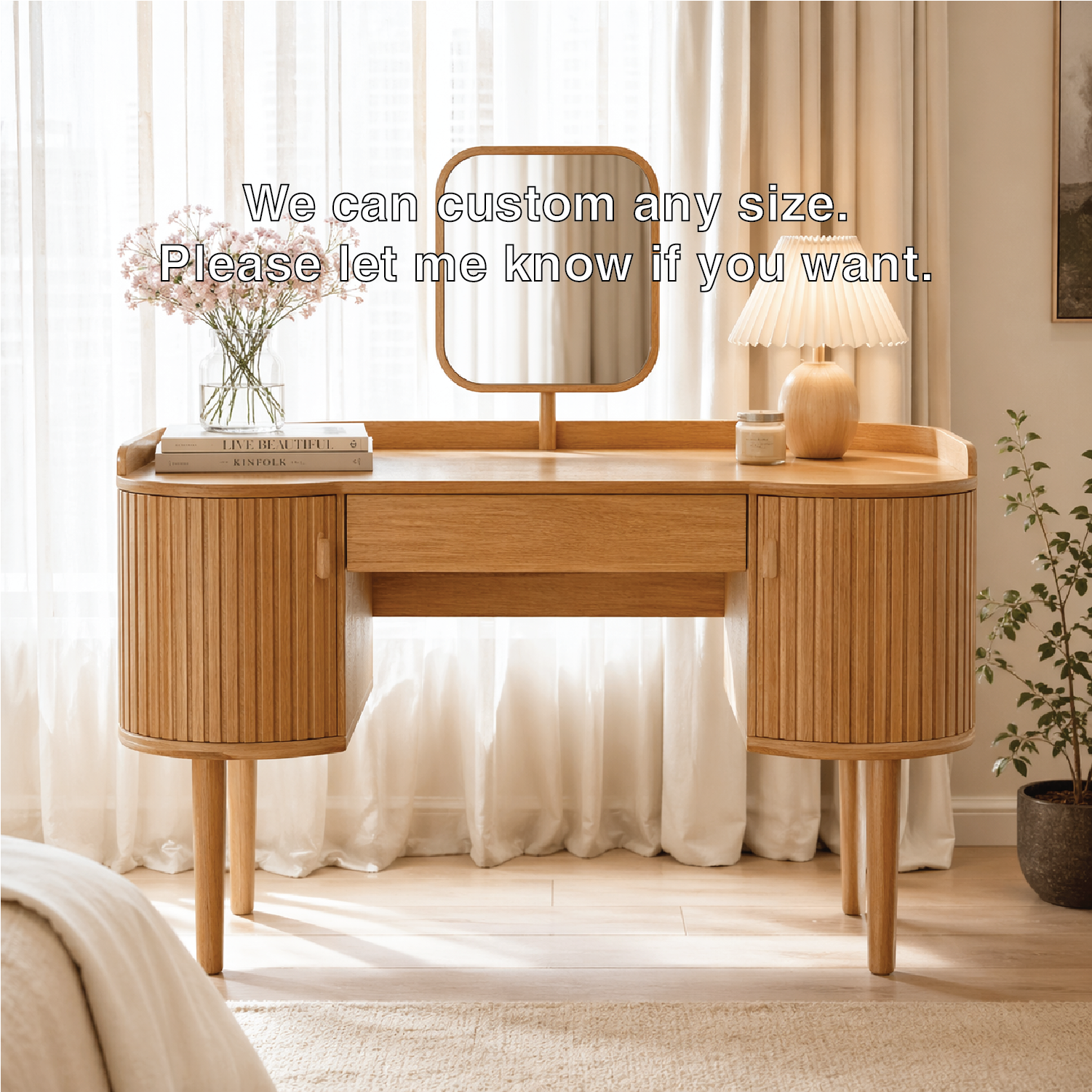 Modern Makeup Vanity Desk With Mirror Drawers Dressing Table Bedroom Storage Set