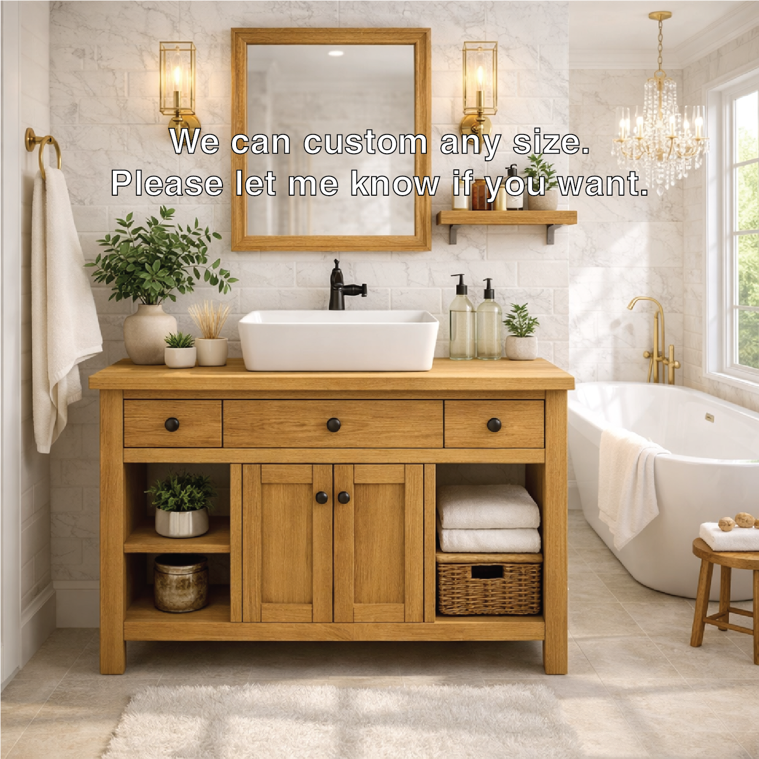 Solid Wood Bathroom Vanity Cabinet With Drawers, Storage Bathroom Vanity Base