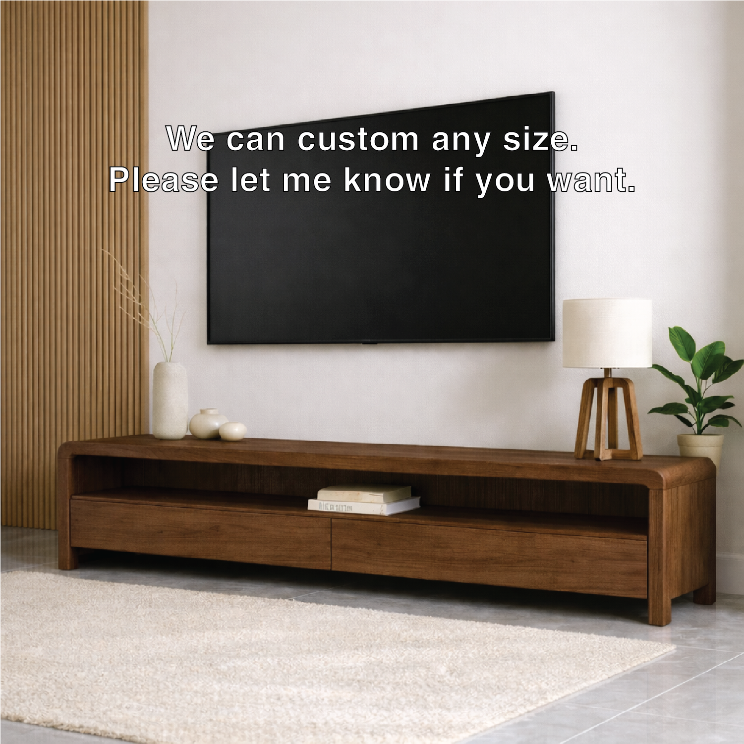 Mid Century Solid Wood TV Stand Long Low Profile Media Console Entertainment Unit
