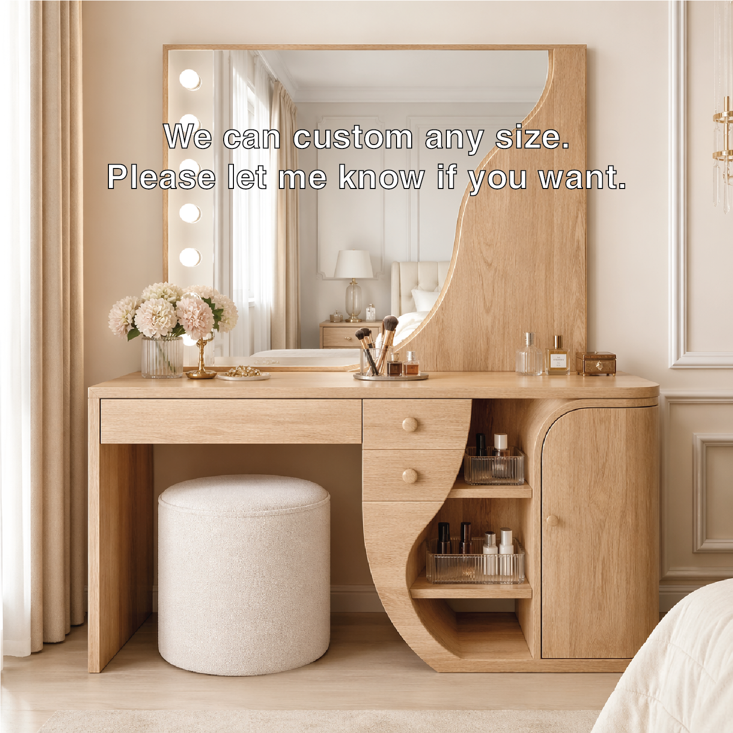 Modern Makeup Vanity Desk With Mirror Storage Dressing Table Bedroom Furnishings