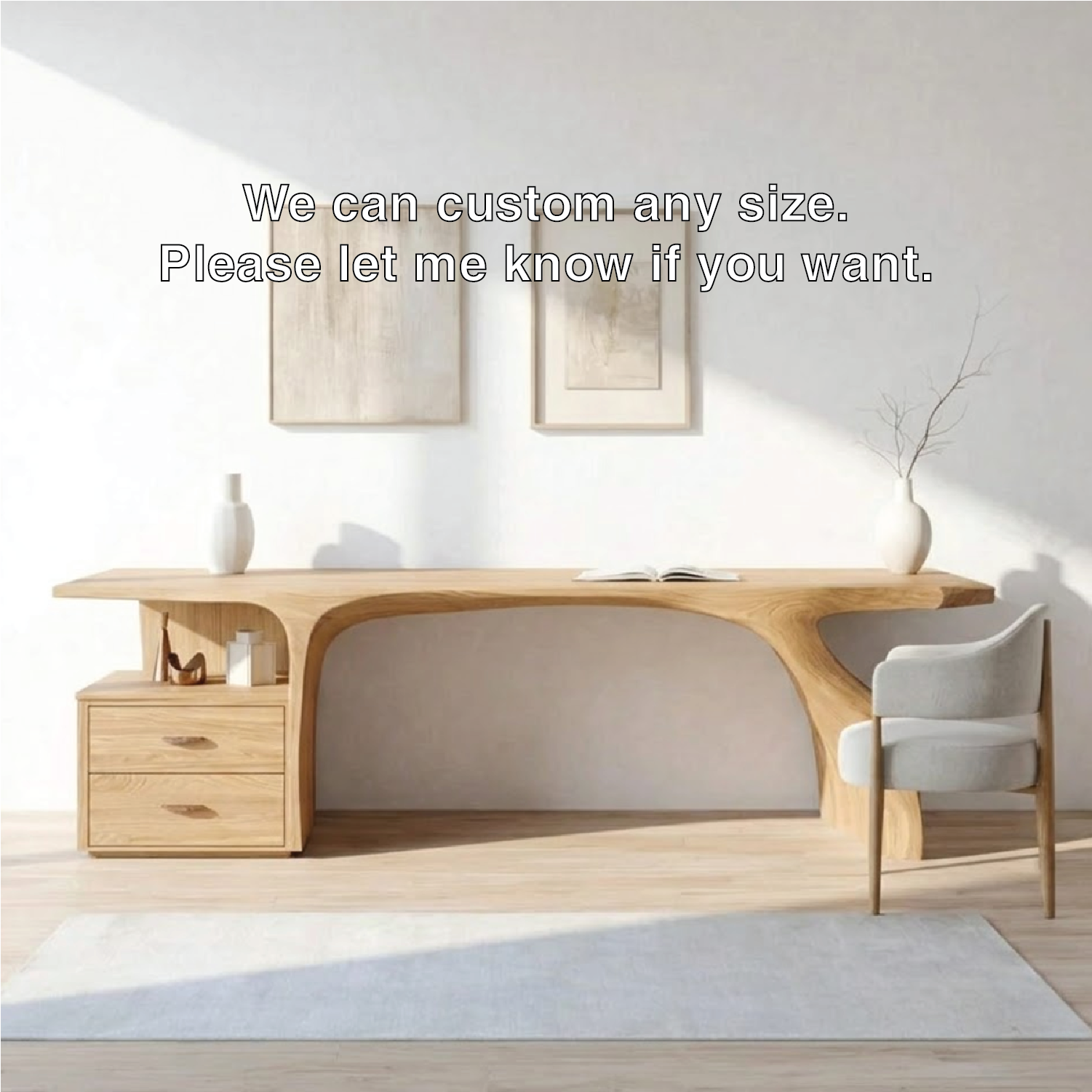 Curved Writing Desk with Storage Drawer Modern Home Office Table Minimalist Workstation