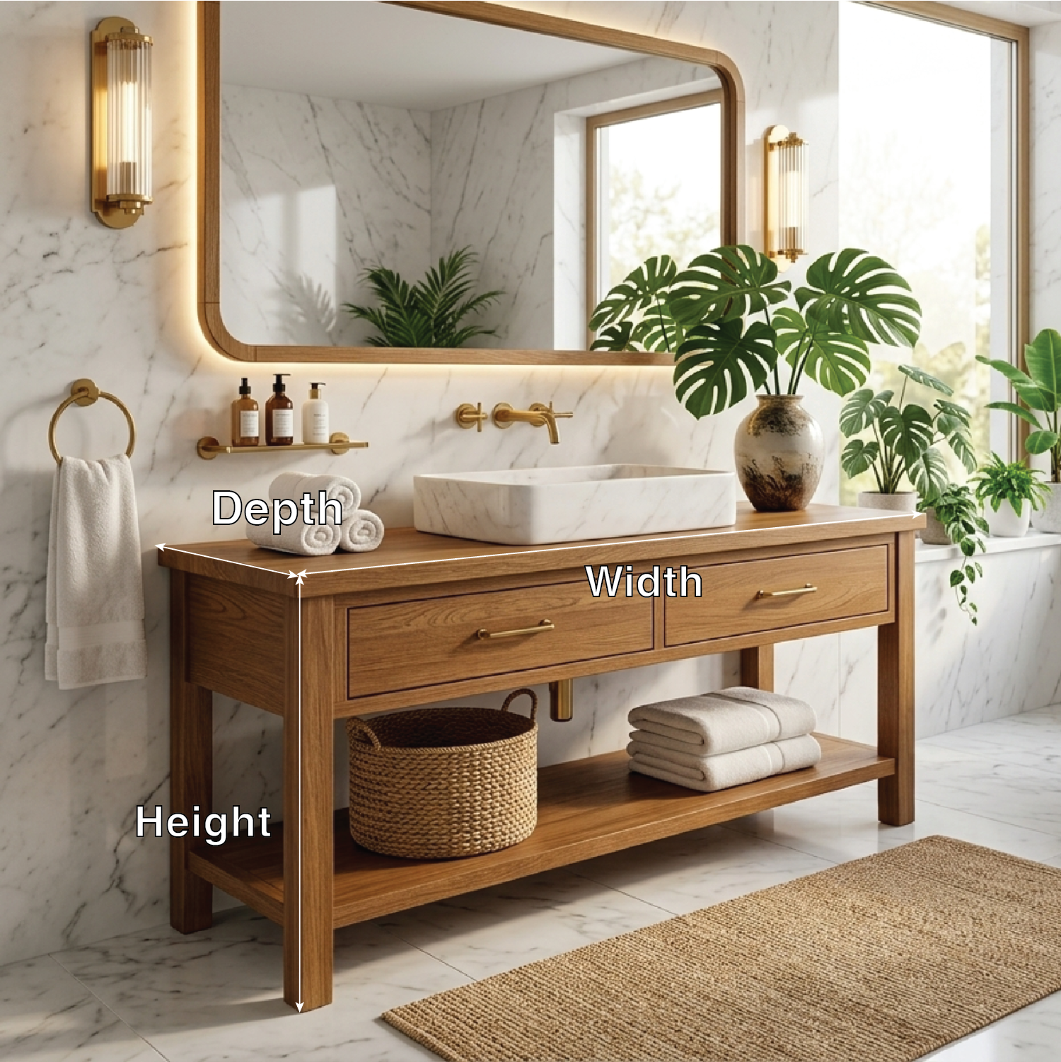 Luxury Wooden Bathroom Vanity - Modern Design with Sink