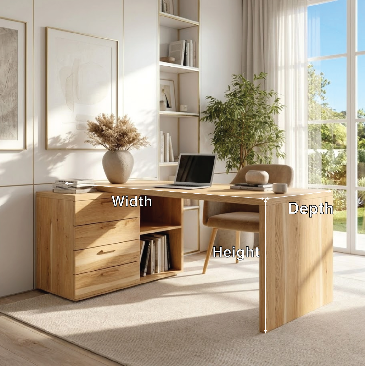 Modern L Shaped Desk with Drawers Storage Home Office Corner Writing Table Large Workspace