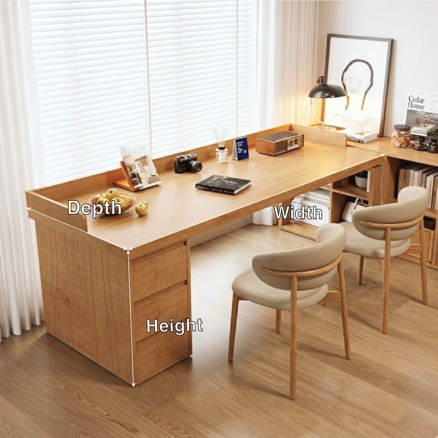 Spacious Work Desk with Storage and Modern Minimalist Design