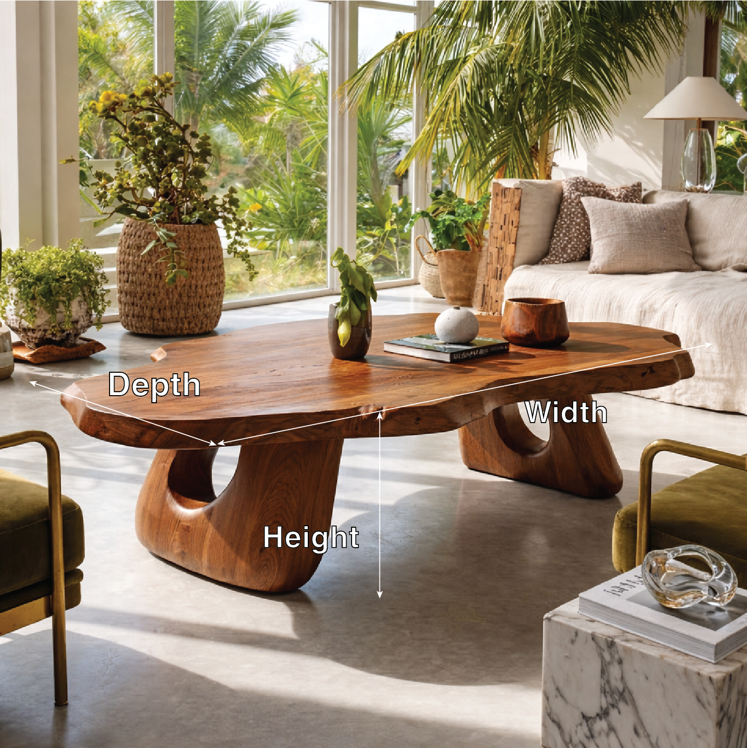Organic Wooden Coffee Table with Unique Sculptural Base