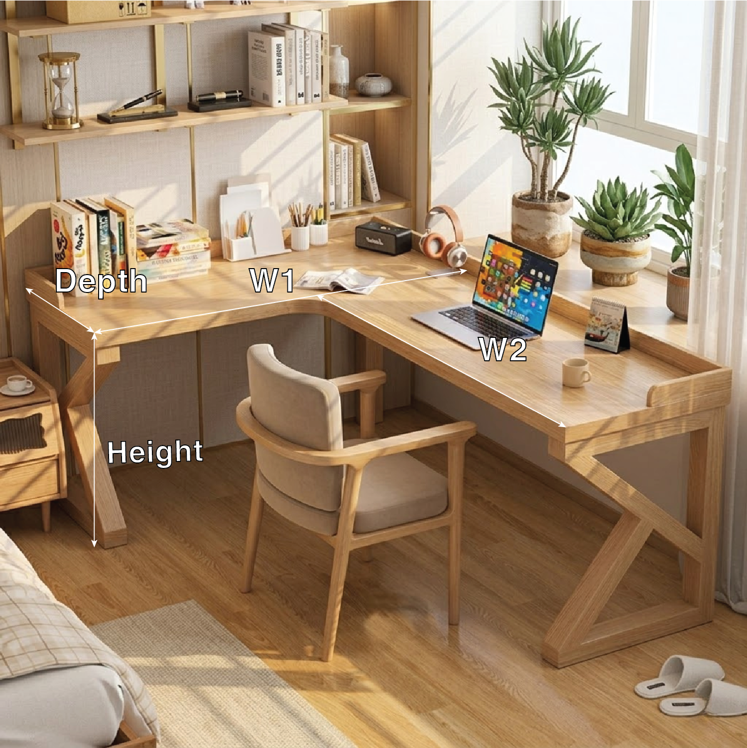 L-Shaped Work Desk with Storage, Modern Corner Desk for Home Office, Spacious Desk for Laptop