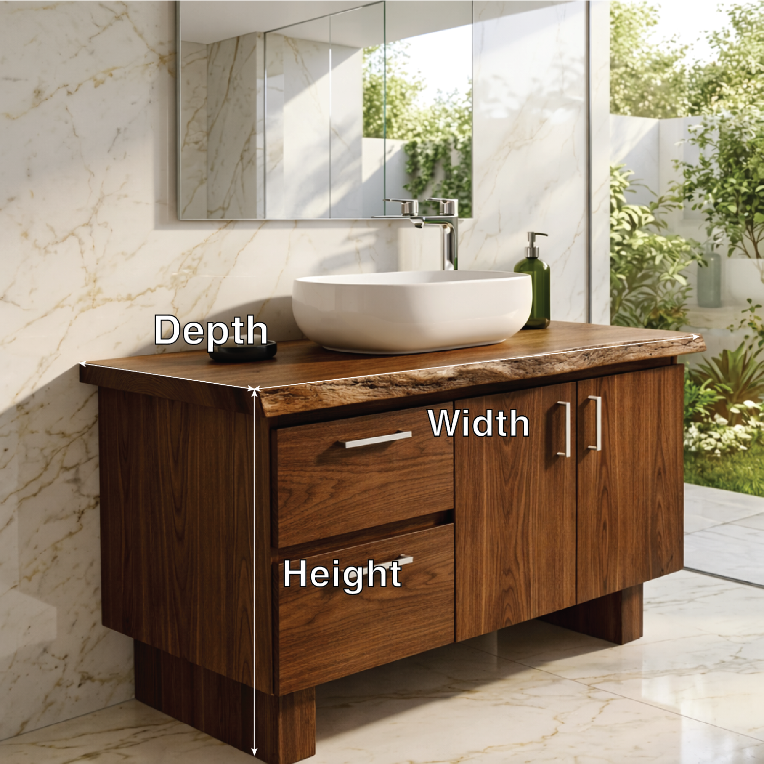 Solid Wood Bathroom Vanity with Sink, Freestanding Storage Cabinet for Modern Bath
