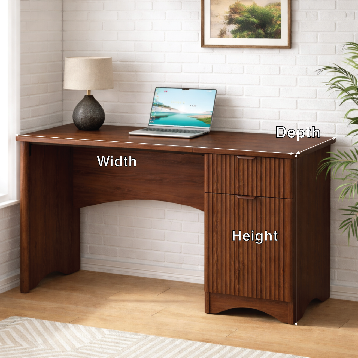 Handcrafted Solid Wood Writing Desk with Storage Modern Home Office Work Table