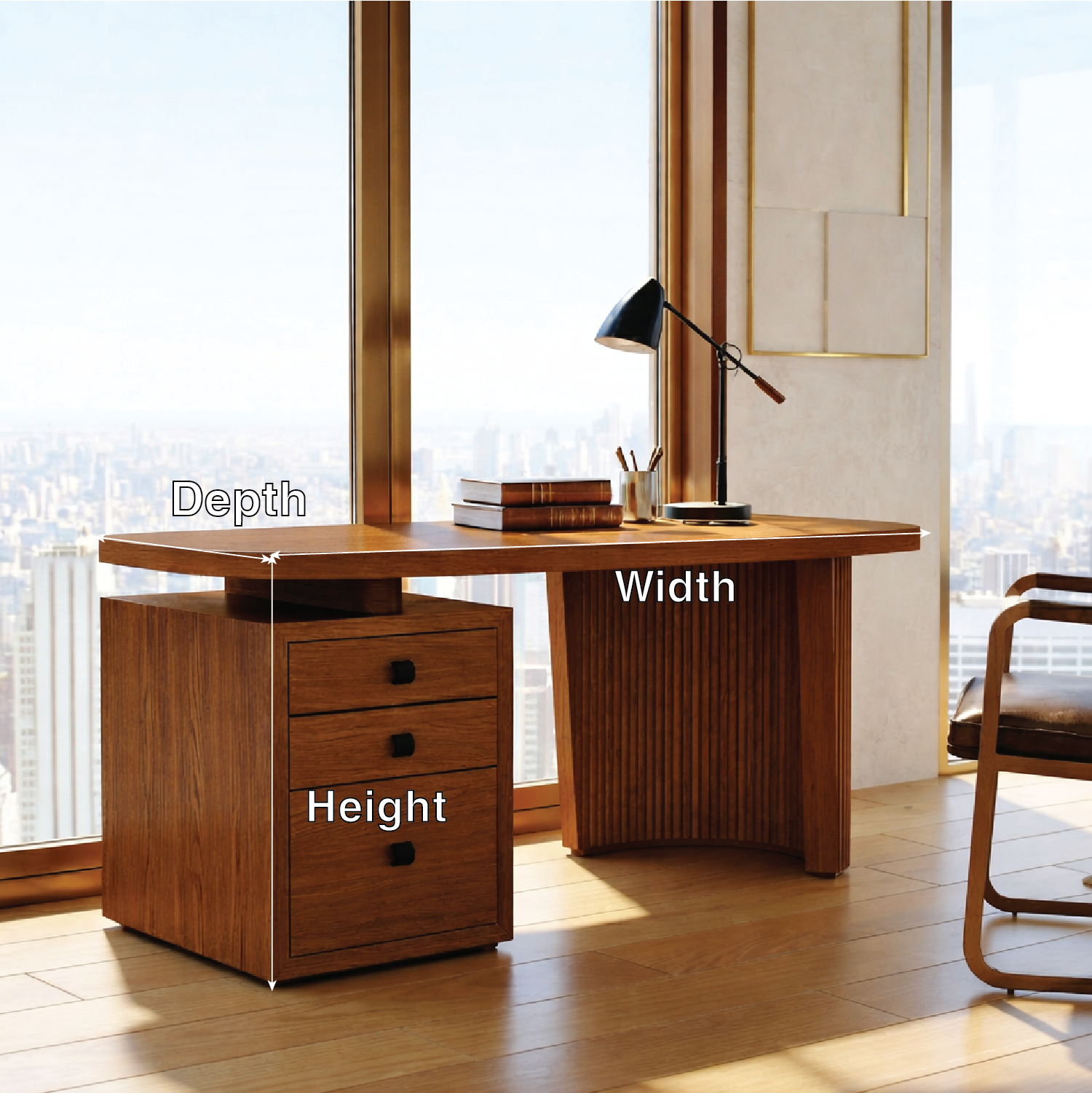 Modern Home Office Desk with Drawers, Executive Writing Table, Minimalist Workstation