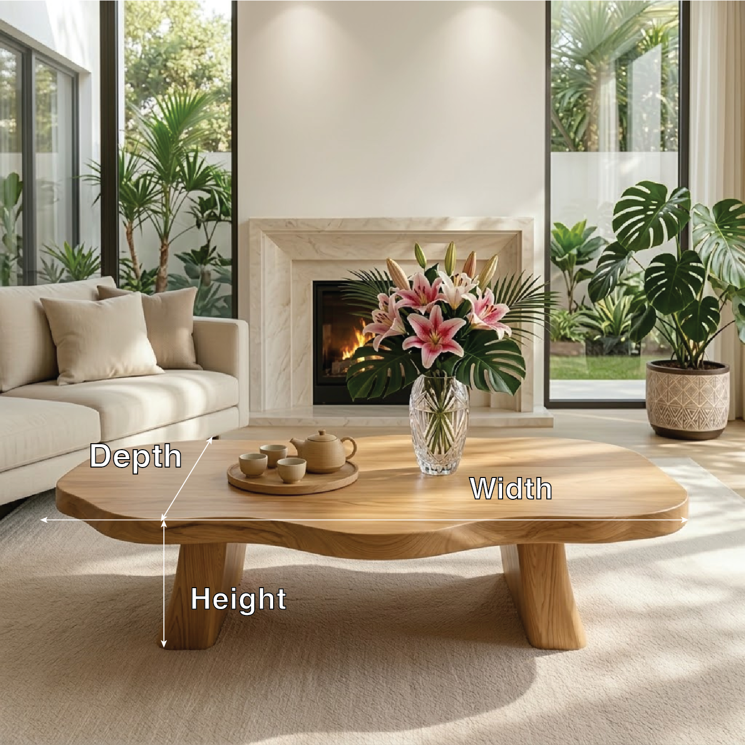 Elegant Live Edge Wooden Coffee Table, Modern and Stylish Living Room Furniture