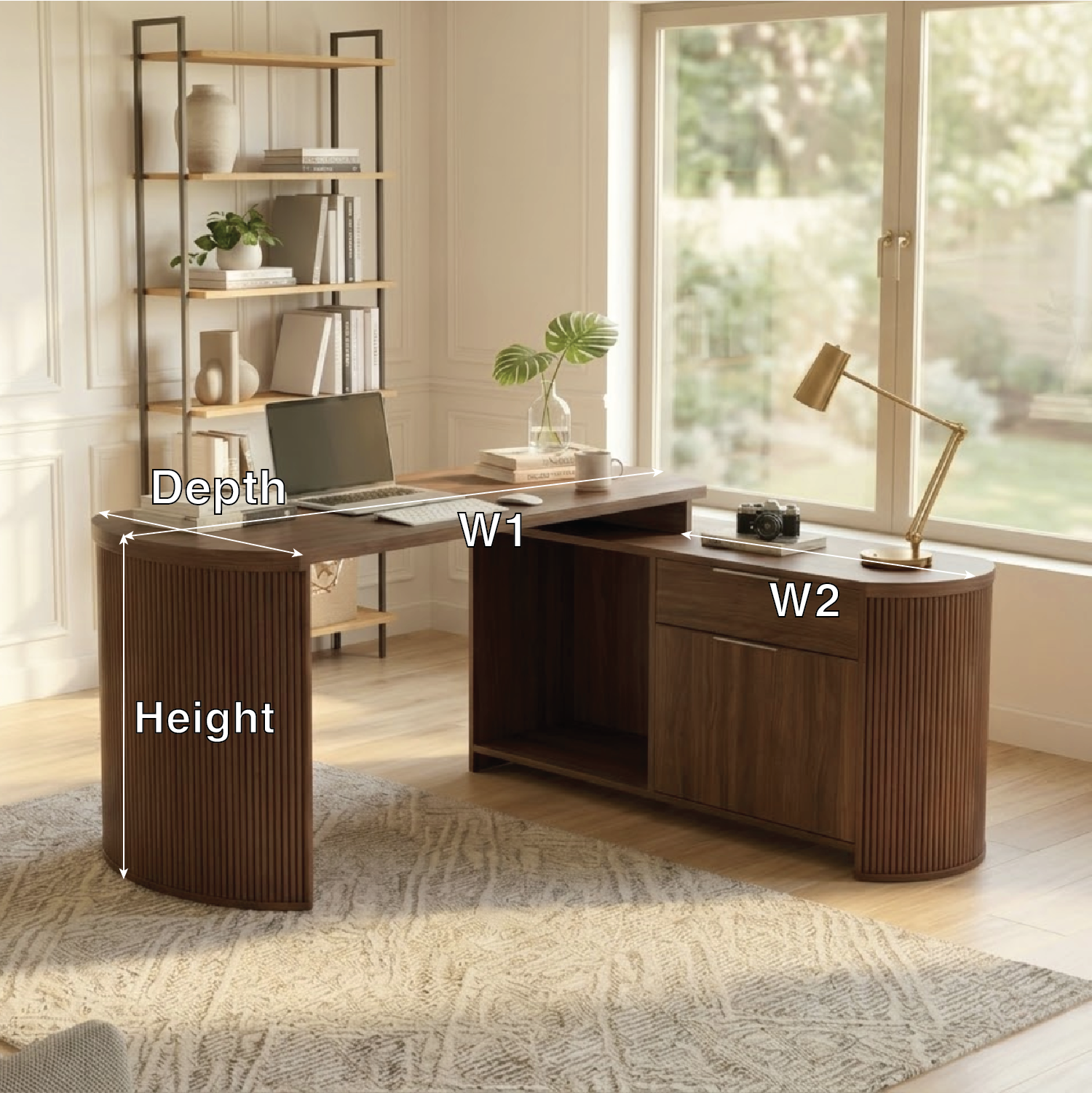 Modern L-Shaped Desk with Elegant Wood Finish for Home Office or Study