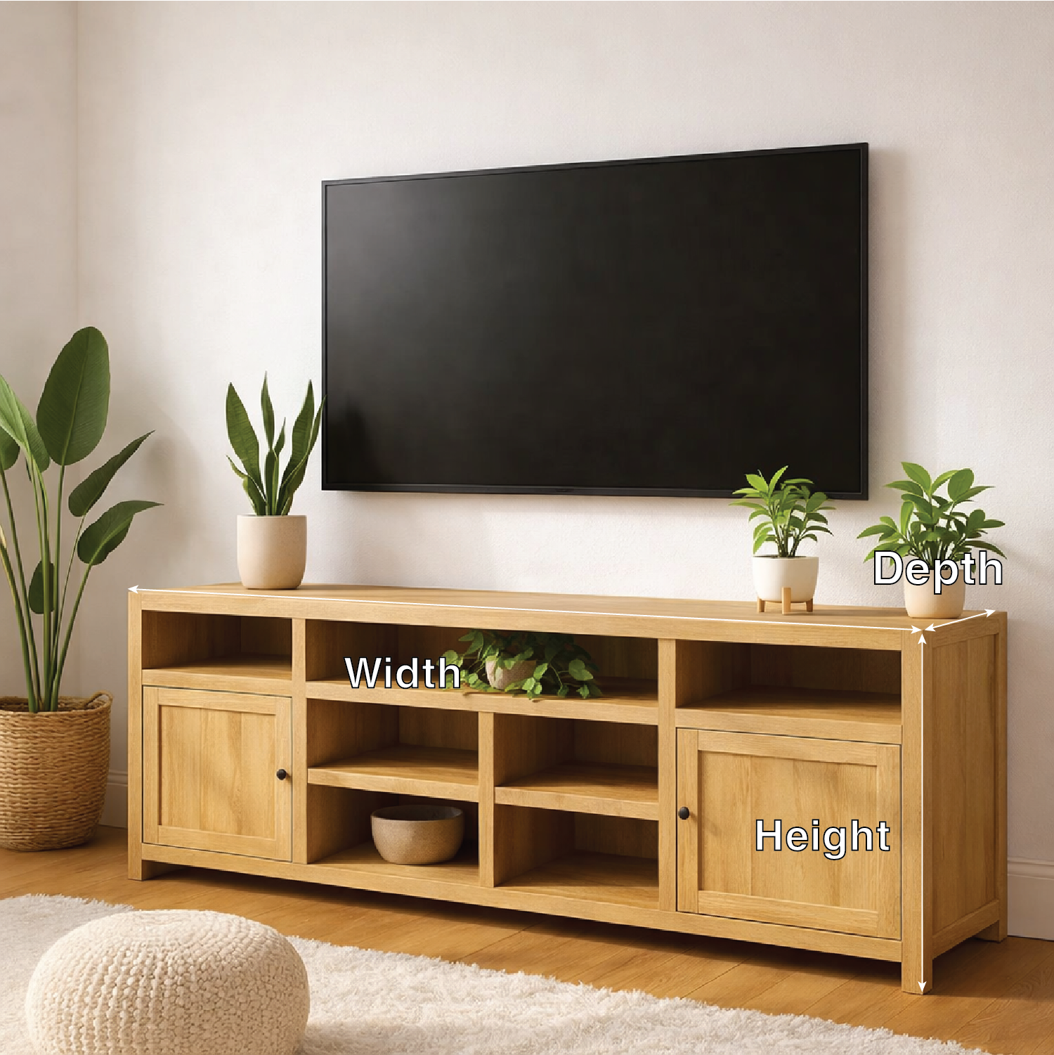 Modern Solid Wood TV Stand Storage Media Console Entertainment Center Cabinet
