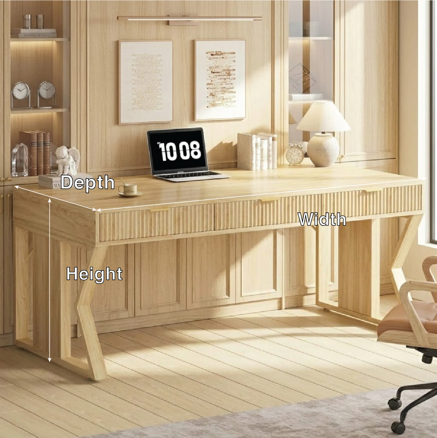 Modern Executive Writing Desk, Large Office Table, Home Study Work Desk with Clean Lines