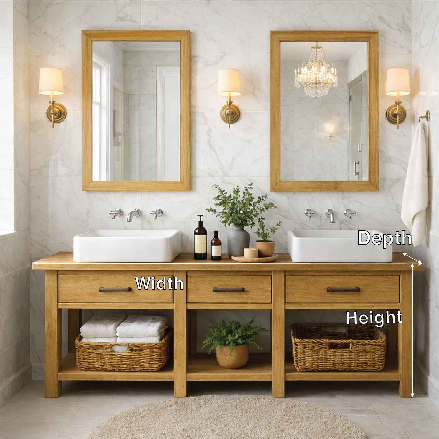 Modern Farmhouse Double Bathroom Vanity Cabinet Wood Vanity Base With Drawers Storage