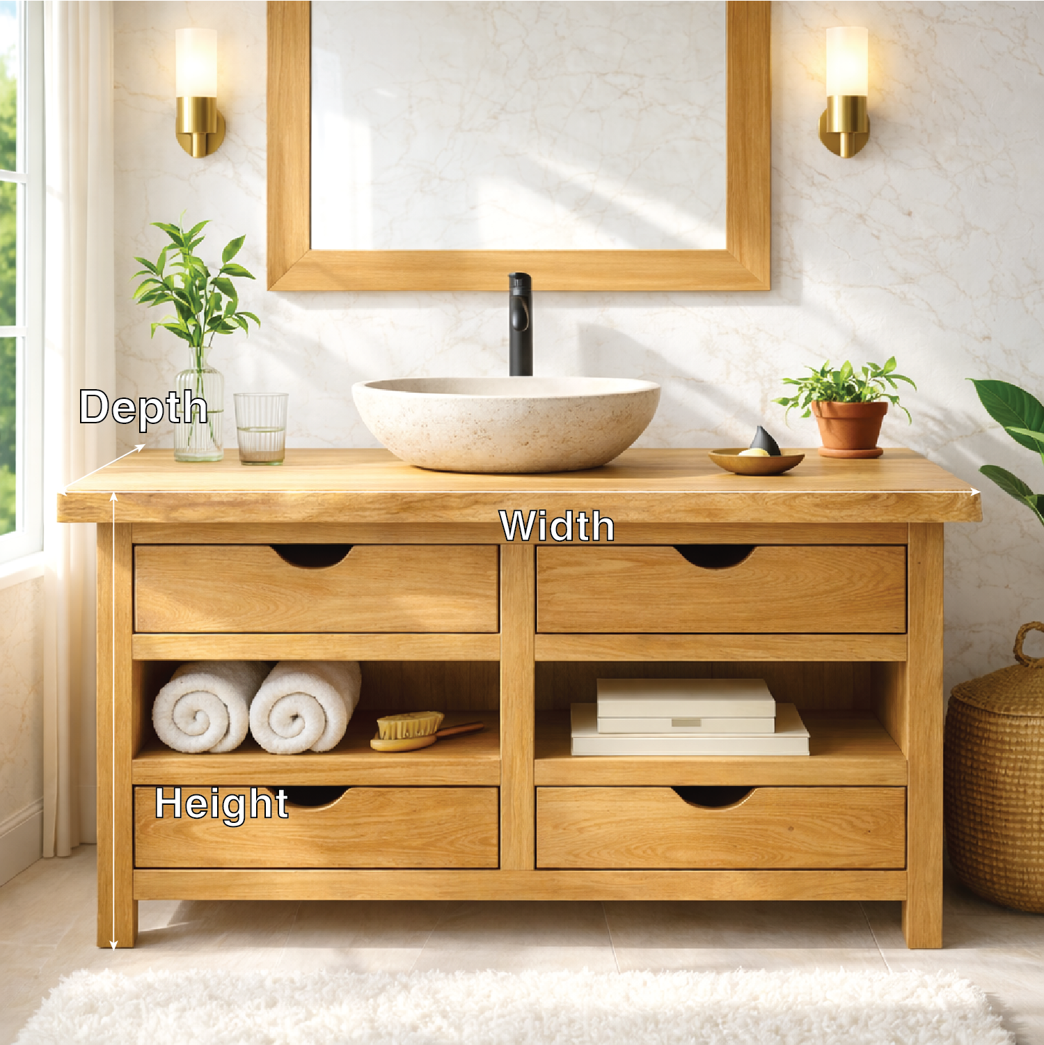 Modern Wooden Bathroom Vanity with Storage – Stylish & Durable