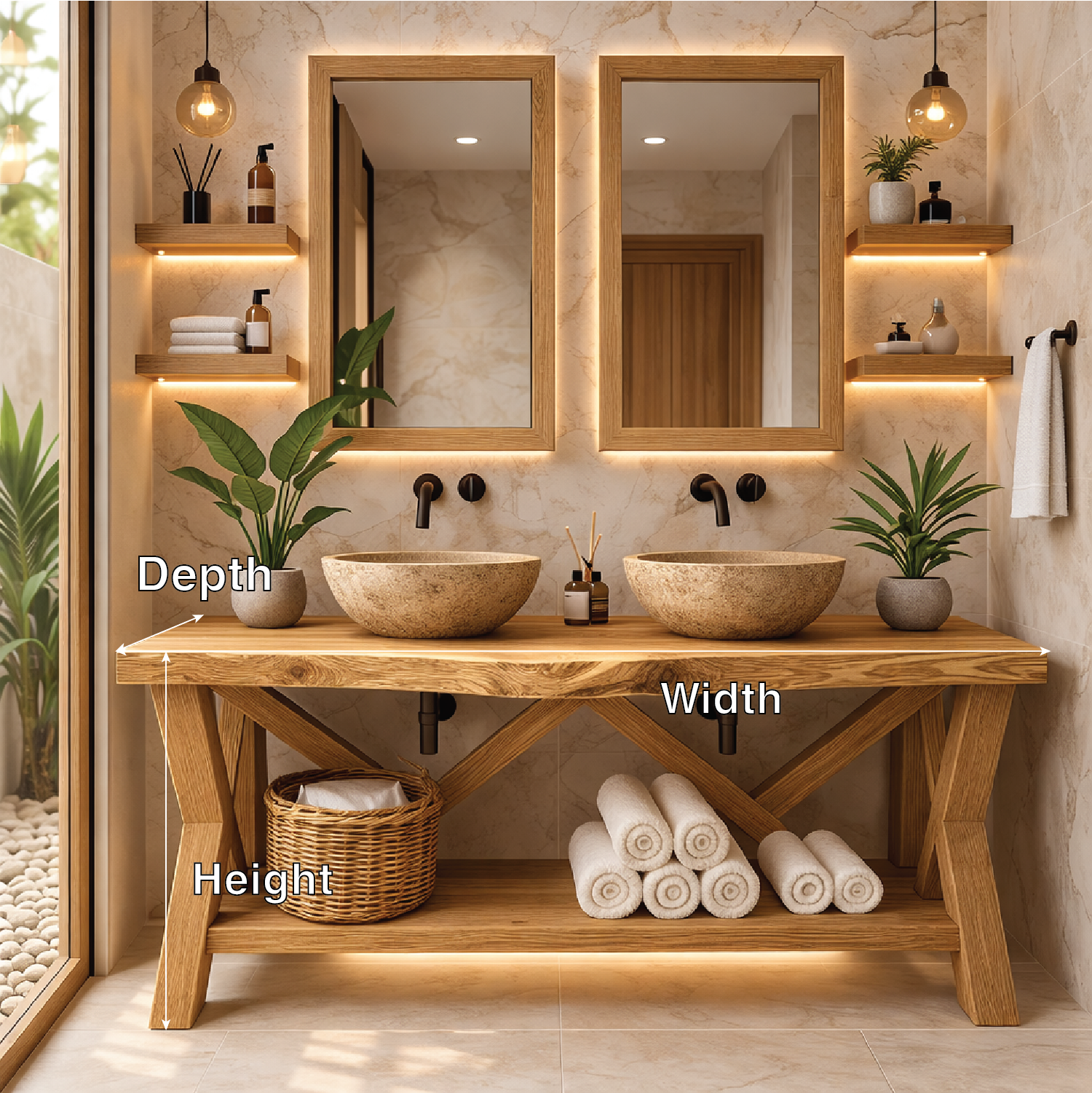 Rustic Double Bathroom Vanity Cabinet With Open Shelf Farmhouse Wood Vanity Base
