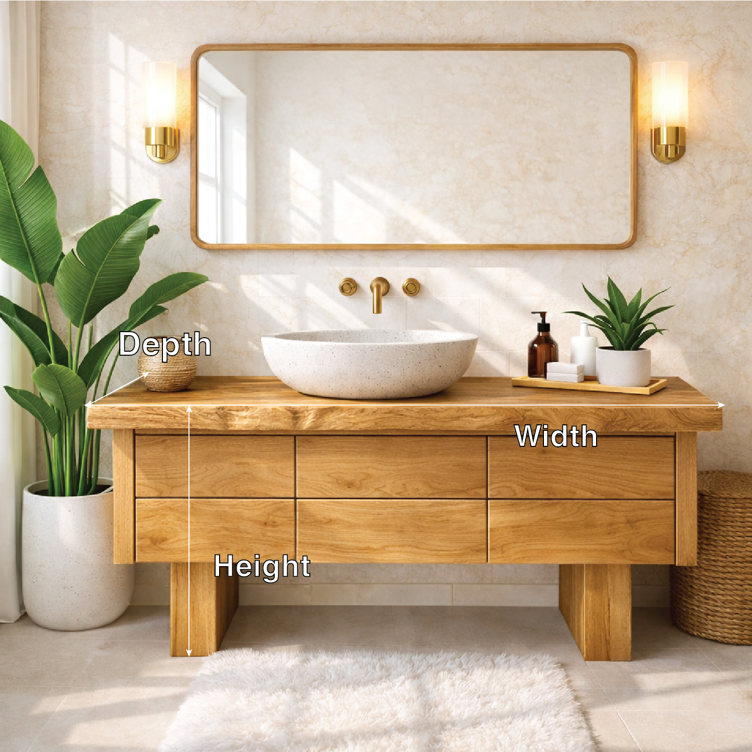 Wooden Bathroom Vanity with Modern Storage and Minimalist Design